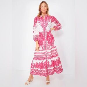 Farm Rio Tropical Woodcut Floral Maxi Dress size S